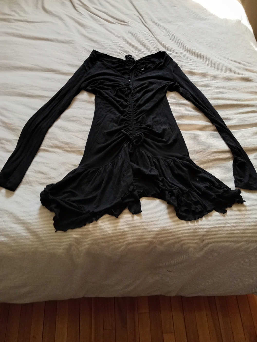 Plein Sud Black Ruched Long Sleeve Top